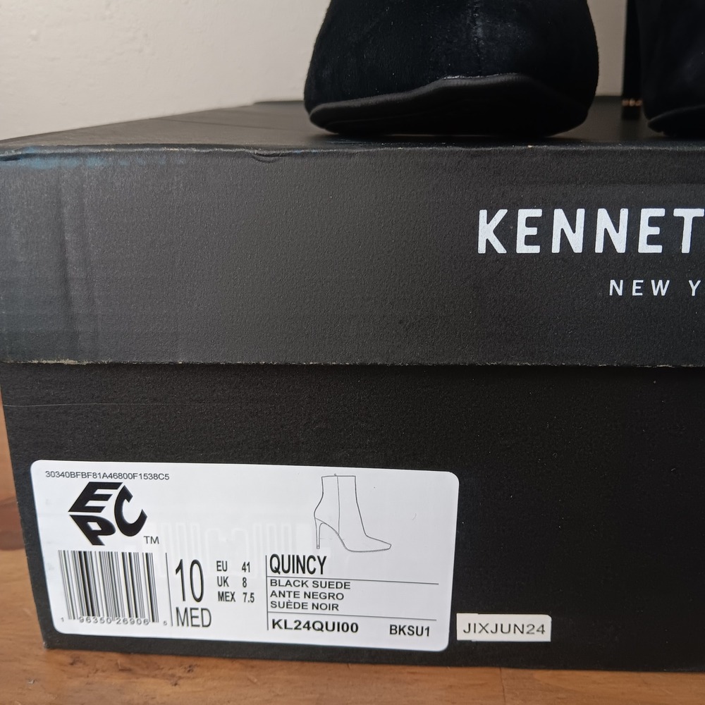 Kenneth Cole Quincy Boots Womens 10 Black Suede Stiletto NWB KL24QUI00 - Picture 2 of 9